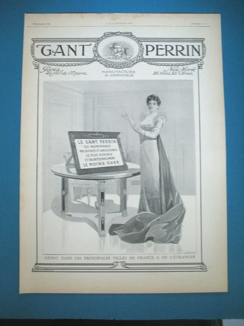 Publicite De Presse Perrin Gant Manufacture A Grenoble Illustration Raboeuf 1905