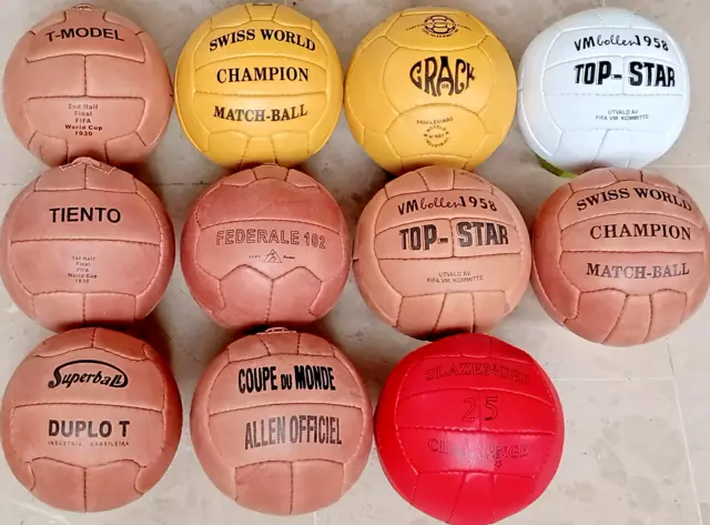 Historical mini ball set 11 pcs FIFA World Cup 1930- 1966 in leather ball size 1