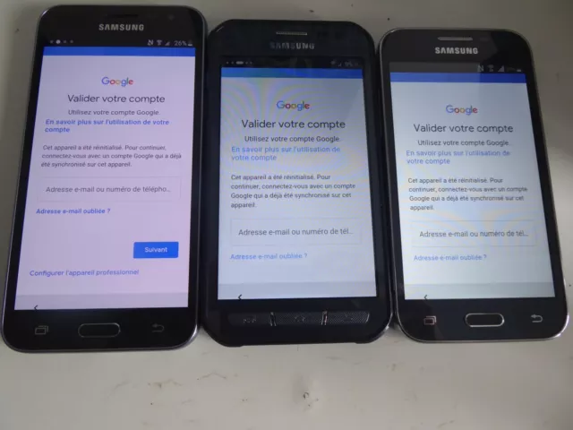 Lot 3 Telephones Samsung J3 2016 Xcover 3 Core Prime * Compte Google * En L'etat