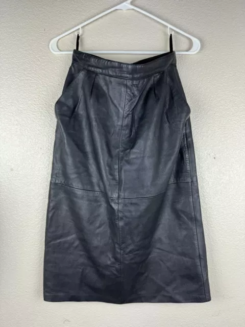 Aananda Black Lambskin Leather Skirt Size 10