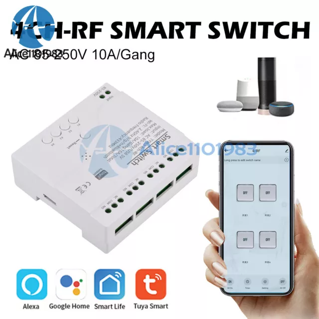 Smart Wifi Switch Relay Module AC 85-220V 4 Channels for Tuya Alexa Google Home