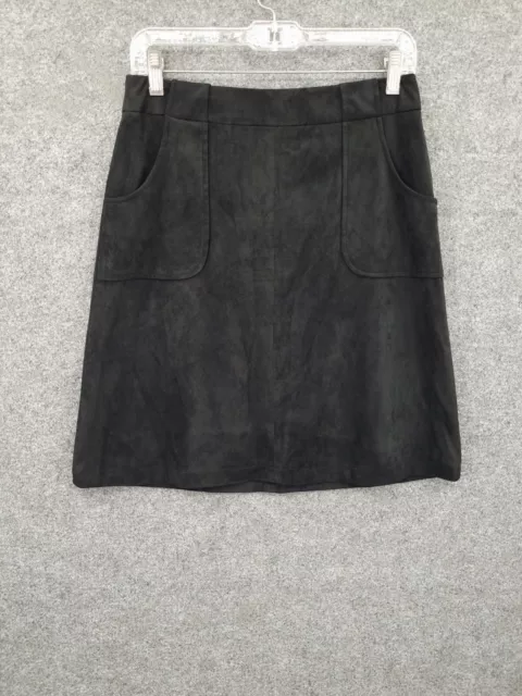 BB Dakota A-Line Skirt Womens 6 Unlined Lightweight Faux Suede Pockets Black NWT