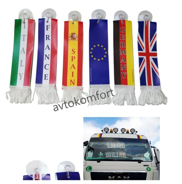 6 Pieces National  Flags For Front or Sides Windscreen Shield Truck Lorry Cars