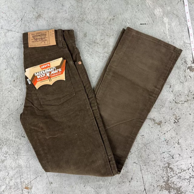 Levis 716 1529 Saddleman Brown Corduroy Pants Boot Tag Sz 25x31 Student 70s Vtg
