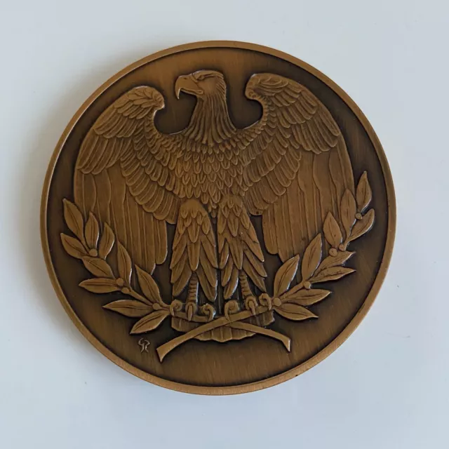 1990 Franklin Mint Annual Calendar Art Medal 3" Solid Bronze Bald Eagle