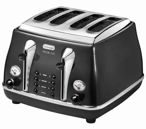 De'Longhi CTOM4003.BK 4 Slice Toaster Icona Micalite with Defrost Function