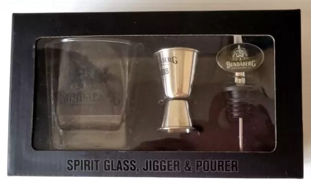 Bundaberg Rum Gift Set - Spirit Glass, Jigger and Pourer - Bundy NOS