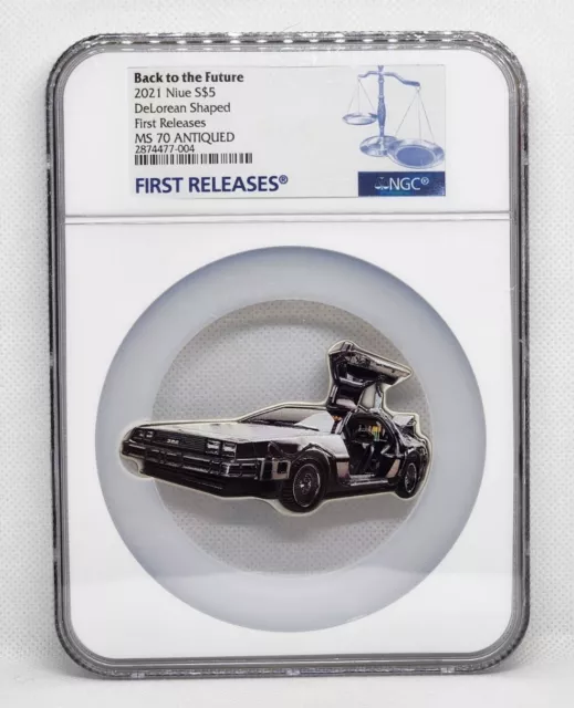 2021 Niue Back to the Future DeLorean Car NGC MS70 FR 2oz Silver POP 9