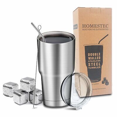 HOMESTEC Travel Mug 21oz Double Wall Stainless Steel Tumbler Set Spill-Proof Lid