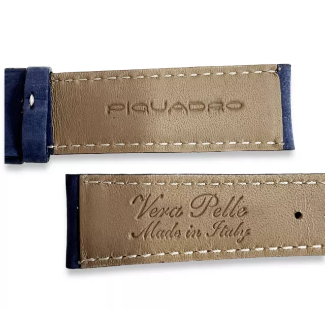 Cinturino di ricambio PIQUADRO Vera Pelle Blu Nabuck Made in Italy 20mm PONABLU2 2