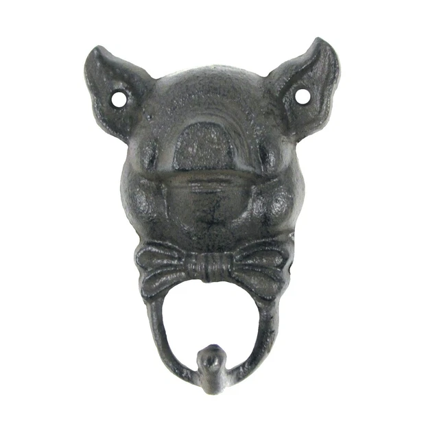 Vintage Cast Iron Pig Wall Hook Rustic Key Hanger Farmhouse Hat Holder Coat Rack