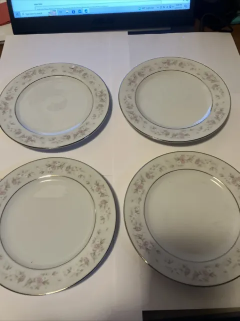 Set of 4 Fine China Of Japan Porcelain Maria Floral W/Platinum Band Bread Plates