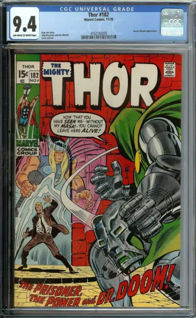 Thor #182 Cgc 9.4 Ow/Wh Pages // Dr. Doom Appearance Marvel 1970