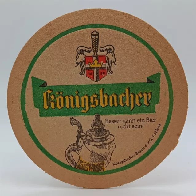 Vintage Konigsbacher Brewery Beer Coaster Koblenz Germany-R462