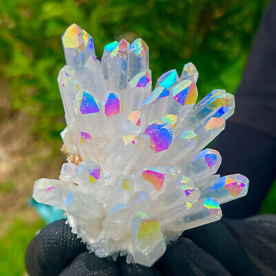 289G Angel Aura Quartz Titanium BismuthSiliconcluster Rainbow Crystals Stone290