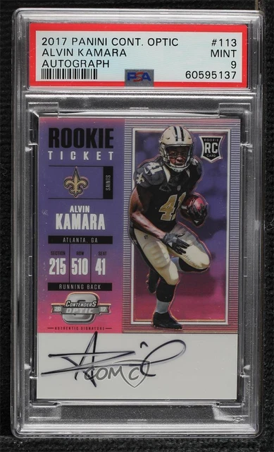 2017 Panini Contenders Optic Ticket RPS Alvin Kamara PSA 9 MINT Rookie Auto RC
