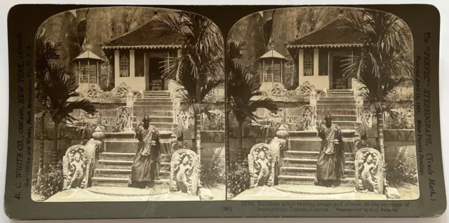 Ceylon Tea aus Sri Lanka Tempel Buddhistisches 1907 Foto Stereo Vintage P75L3n