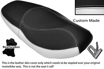 Black & White Custom Fits Sym Vs 125 Leather Dual Seat Cover