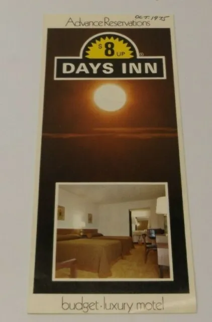 Vintage Brochure Days Inn Budget Luxury Motel Advance Reservations 1975