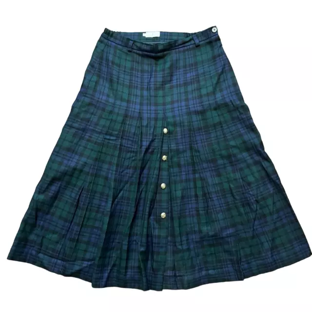 Vintage HOUSE OF BRUAR Tartan Plaid Scottish Wool Pleated Midi Skirt WOMEN'S 10