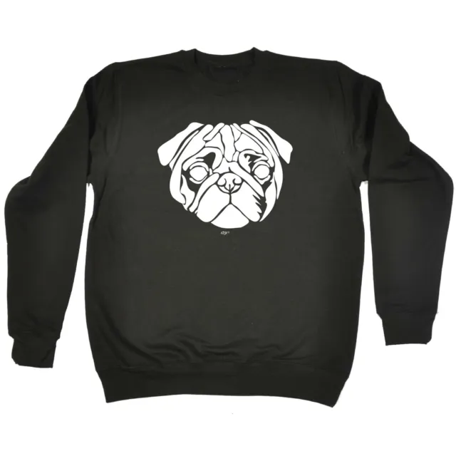 Pug Head Dog - Mens Womens Novelty Clothing Funny Sweatshirts Jumper Sweatshirt
