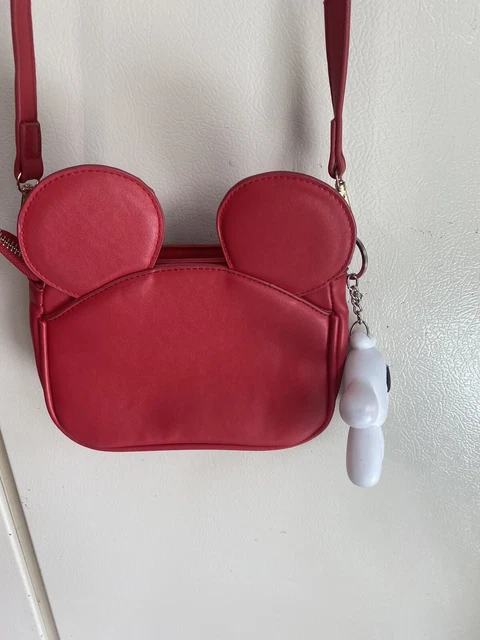 Mickey Mouse Small Crossbody Purse, Red, Ears, Comes With Key Ring Change Purse