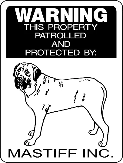 0554 Mastiff, Bull Mastiff, English Mastiff 12"x18" Aluminum Sign