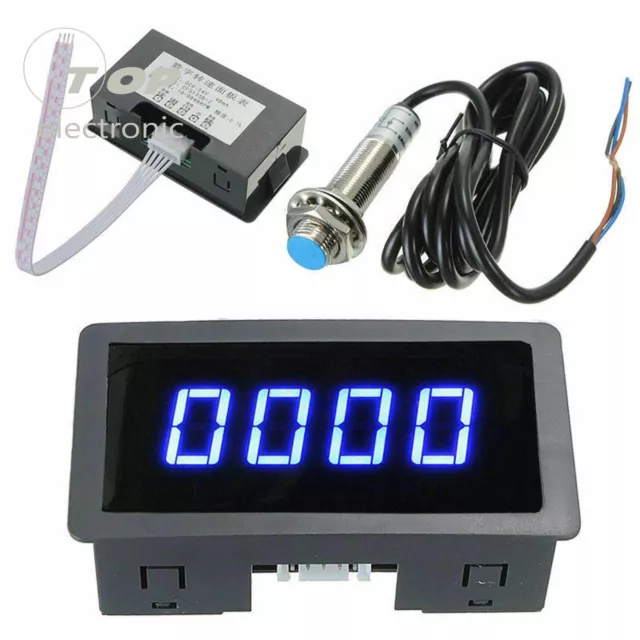 4 Digital LED Tachometer RPM Speed Meter + NPN Hall Proximity Switch Sensor Kit