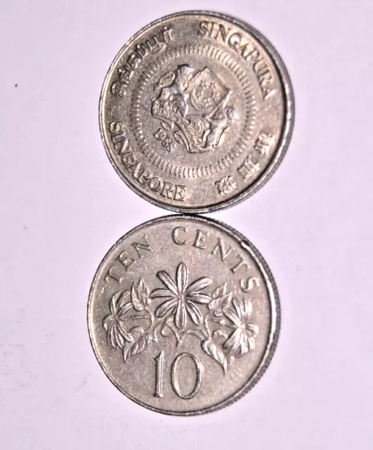 SINGAPORE Coin 10 cents 1988 Star Jasmine Flower