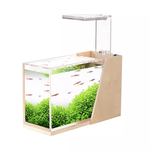 LED USB Desktop Fish Tank Side Filter Acrylic Ecological Mini Aquarium w/ Pump