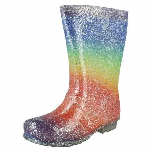 FILLES SPOT ON Arc-en-ciel Paillettes 'Bottes De Pluie' EUR 24,35 - FR