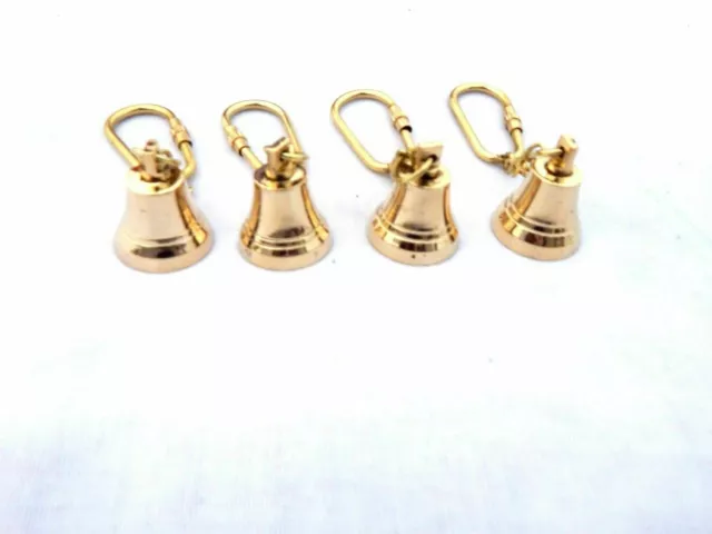 Lot Of 4 Nautical Brass Bell Key Chain Collectible Marine Nautical Key Ring