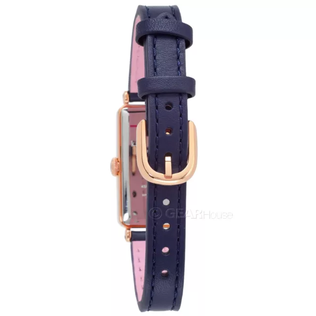 Kate Spade NY Womens Rosedale Watch Rose Gold Rectangular Navy Blue Leather Band 2