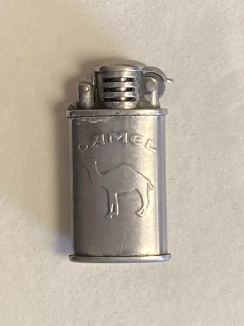 Vintage Silvertone Embossed Camel Cigarette Advertising Lighter