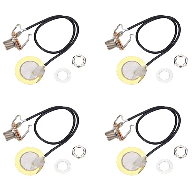 Capteur Piézo Pour Guitare Acoustique - Lot De 4, Pré-câblé, Jack 6.35mm, Autocollant