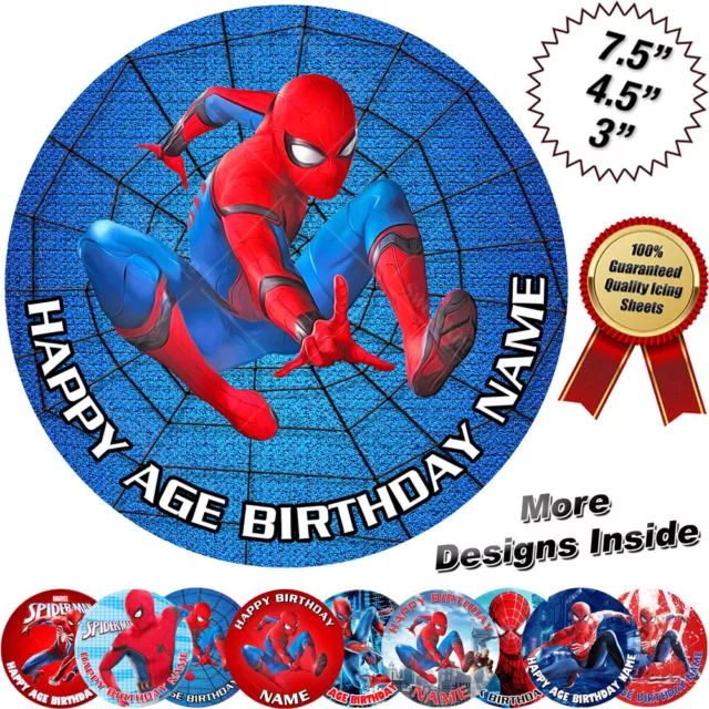 Spiderman Cake Topper Round Circle Personalised Birthday Decoration Edible Icing