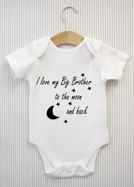 I love my Big Brother to the moon & back Babygrow Baby Grow Top Baby Shower Gift