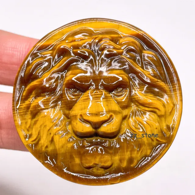 A+++ Natural Tiger's eye Quartz Hand Carved Lion Skull Crystal Reiki Healing