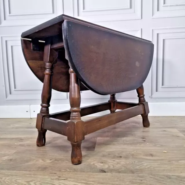 Vintage Wooden Oak Swivel Drop Leaf Side End Wine Table - Occasional Coffee