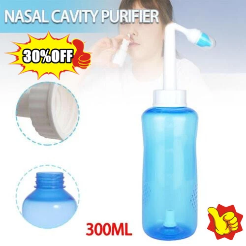 300 ml kit de lavado nasal Neti olla enjuague sinusal botella de lavado de nariz irrigador salino-Reino Unido