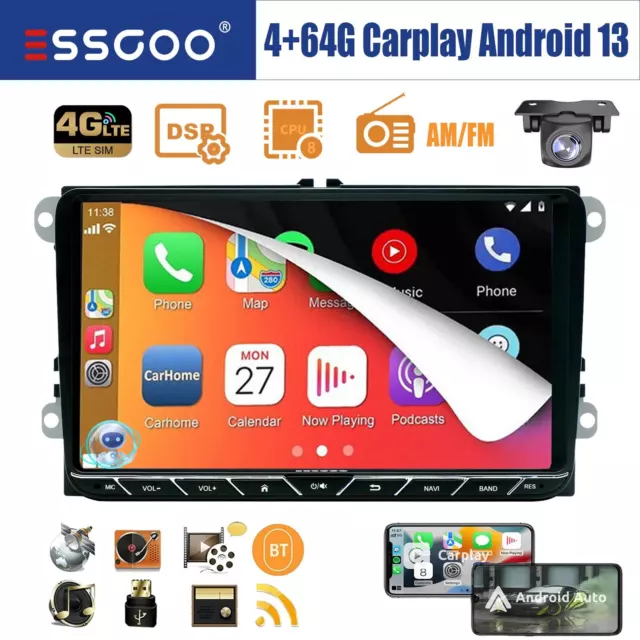 Autoradio Android 13 4G Carplay 4+64G Navi KAM Für VW GOLF 5 6 Touran Passat EOS