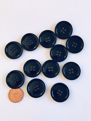 Paquete de 6 botones de tejido de costura grandes 26mm negro brillante 4 orificios