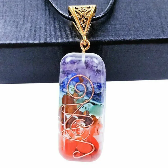 7 Chakra Natural Stone Energy Pendant Necklace Yoga Reiki Healing Amulet Lucky