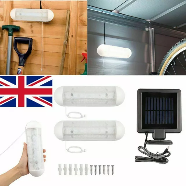 2x Solar Power LED Light Rechargeable Garage Shed Light Garden Indoor Outdoor UK