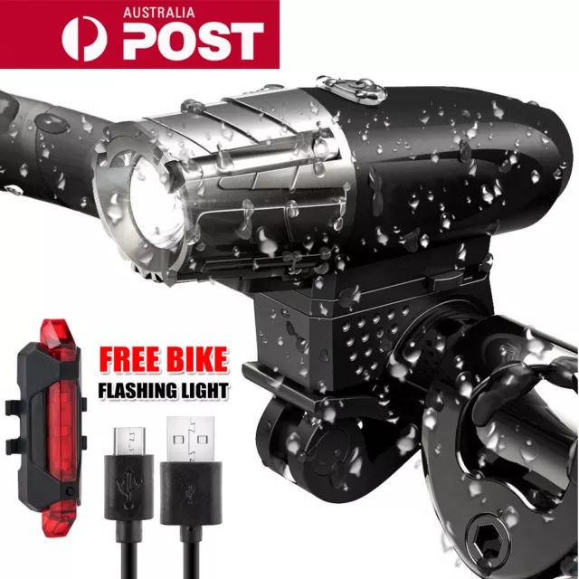 Waterproof Rechargeable LED Bike Light USB Cycle Bicycle Front Back Headlight