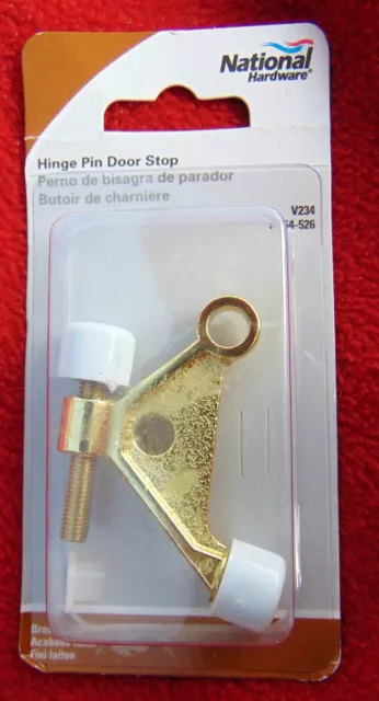 National Hardware N154-526 Hinge Pin Door Stop~ Bright Brass ~ Brand New In Pack