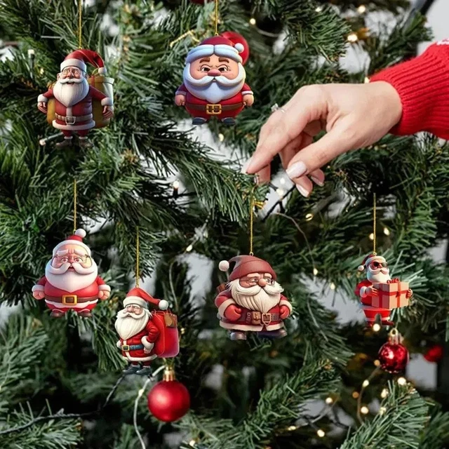 3PCS Acrylic Christmas Tree Decoration Cartoon Hanging Accessories  Holiday