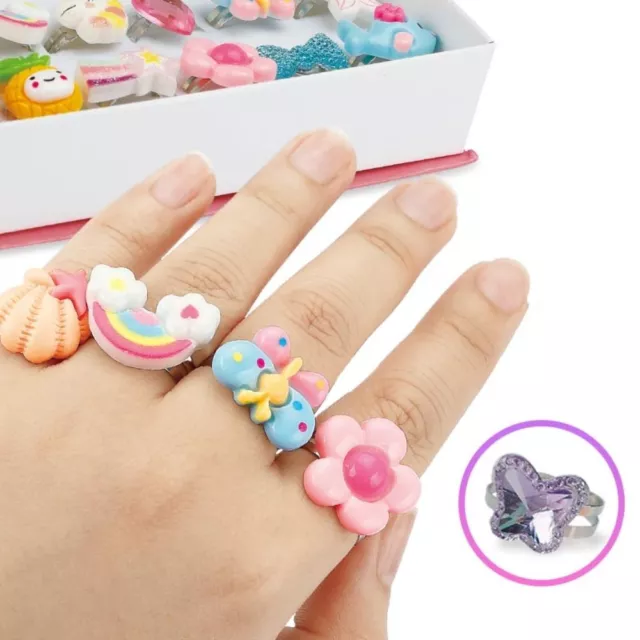 24 Pcs/Set Cute Love Heart Ring Silicone Ring Gift Set  Hand Ornament