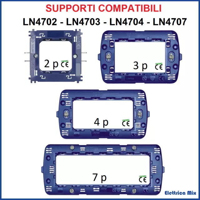 bticino living light international compatibile supporto placca placche 2 3 4 7 p