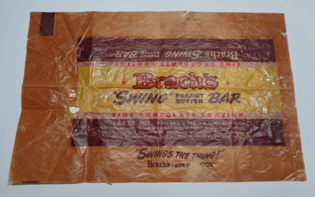 VINTAGE 1930S ? Candy Bar Wrapper BRACH'S SWING Peanut Butter BAR Chicago  £23.71 - PicClick UK
